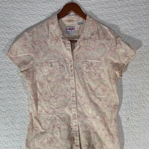 Roper Cream and Pink Button Down Shirt